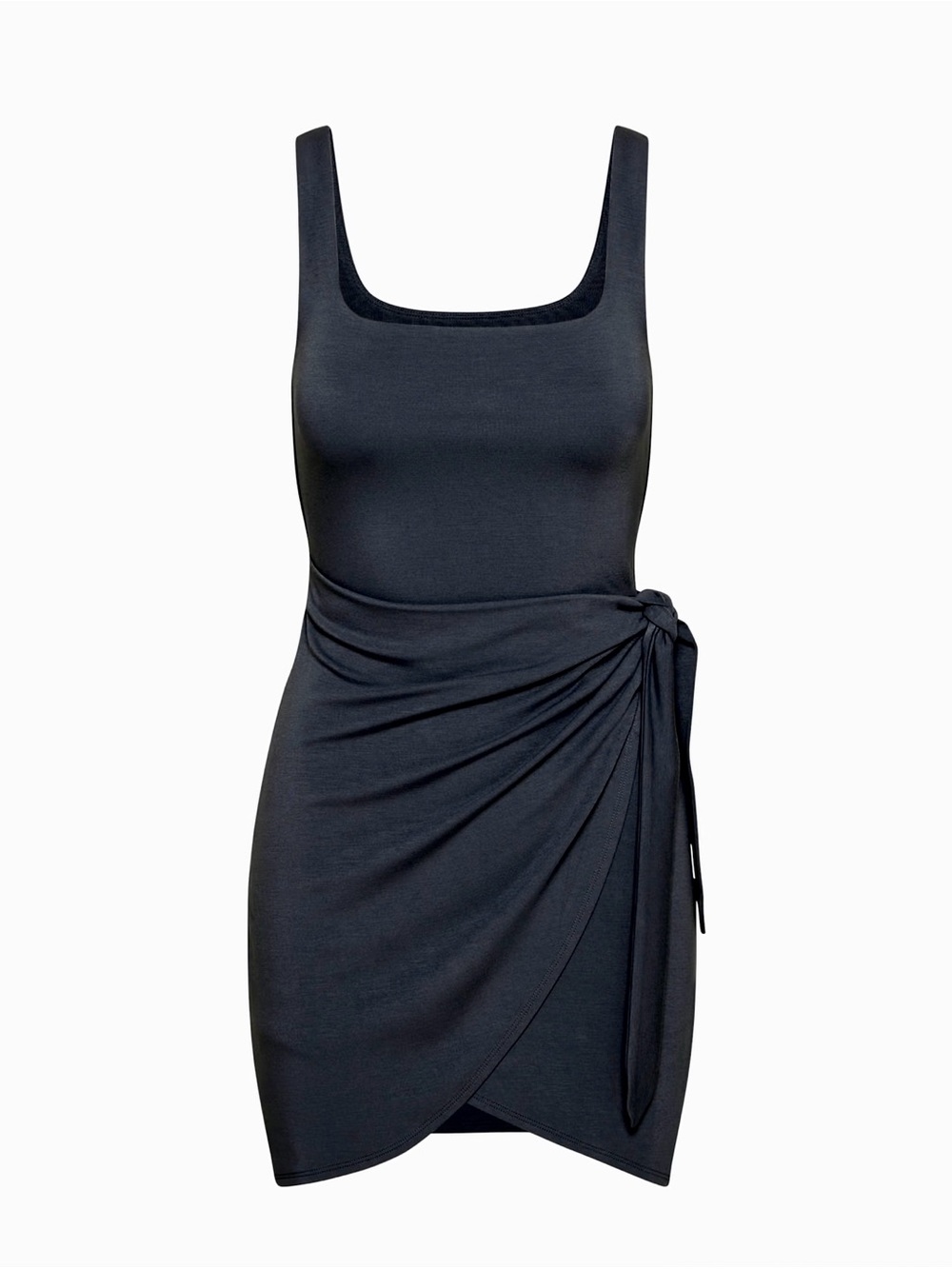 Wilfred Navy Scoop-Neck Tie-Detail Mini Dress